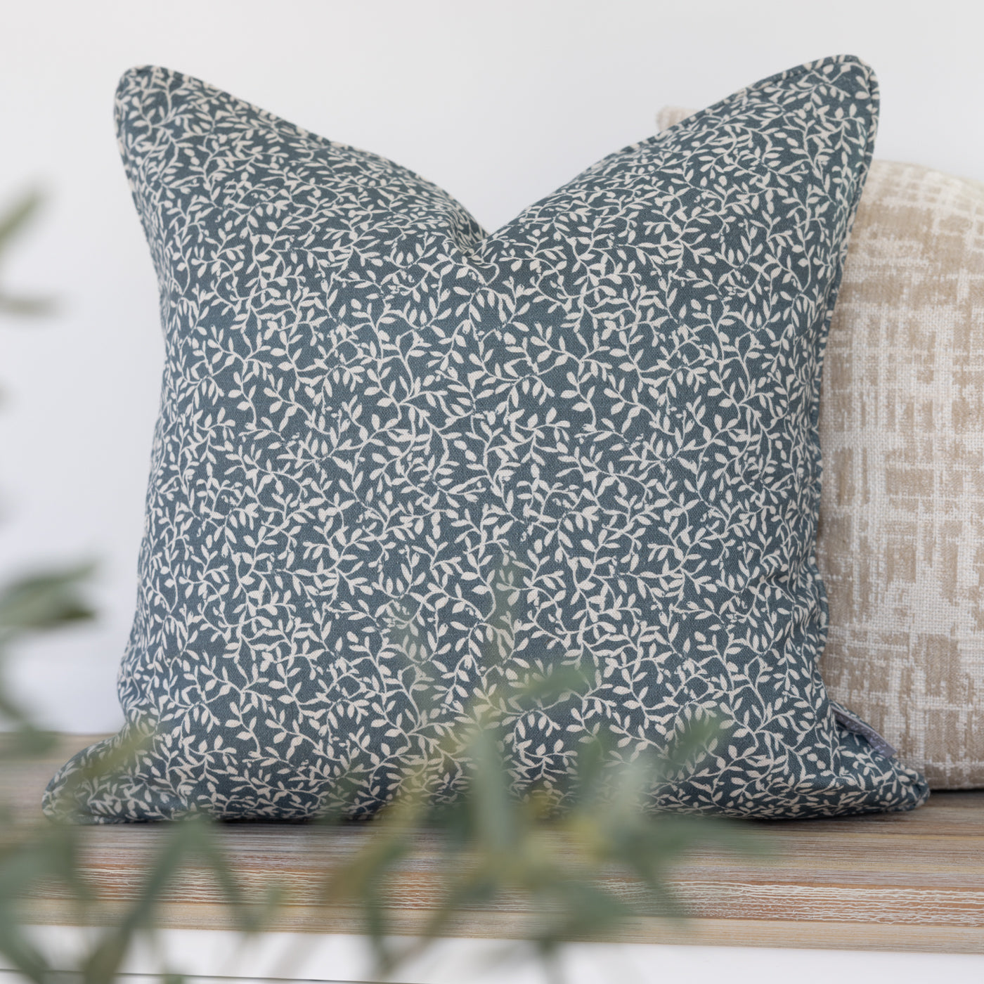Villette Indigo Floral Square Cushion