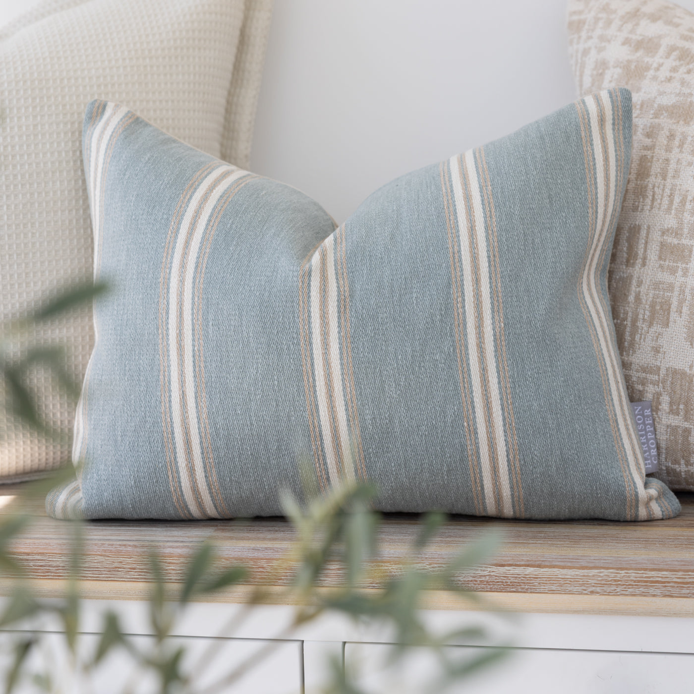 Hampton Seafoam Stripe Rectangle Cushion