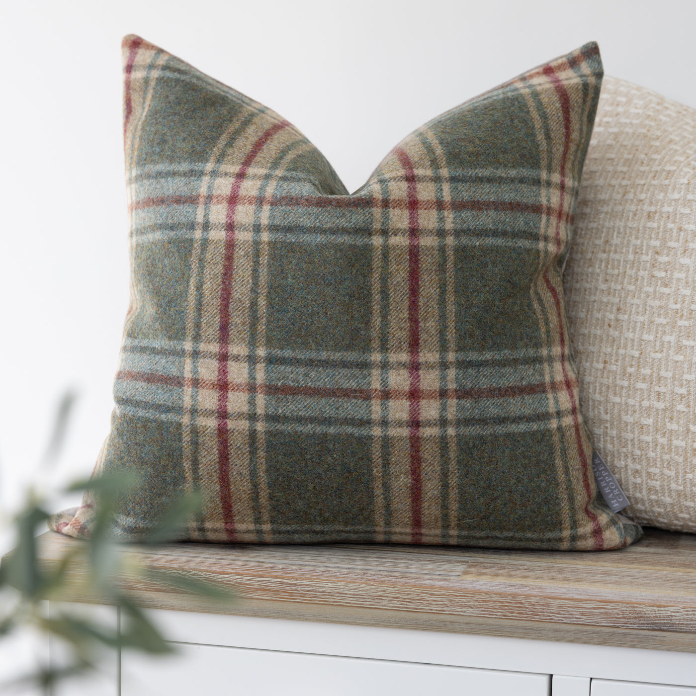 Arncliffe Olivine Wool Tartan Cushion Cover
