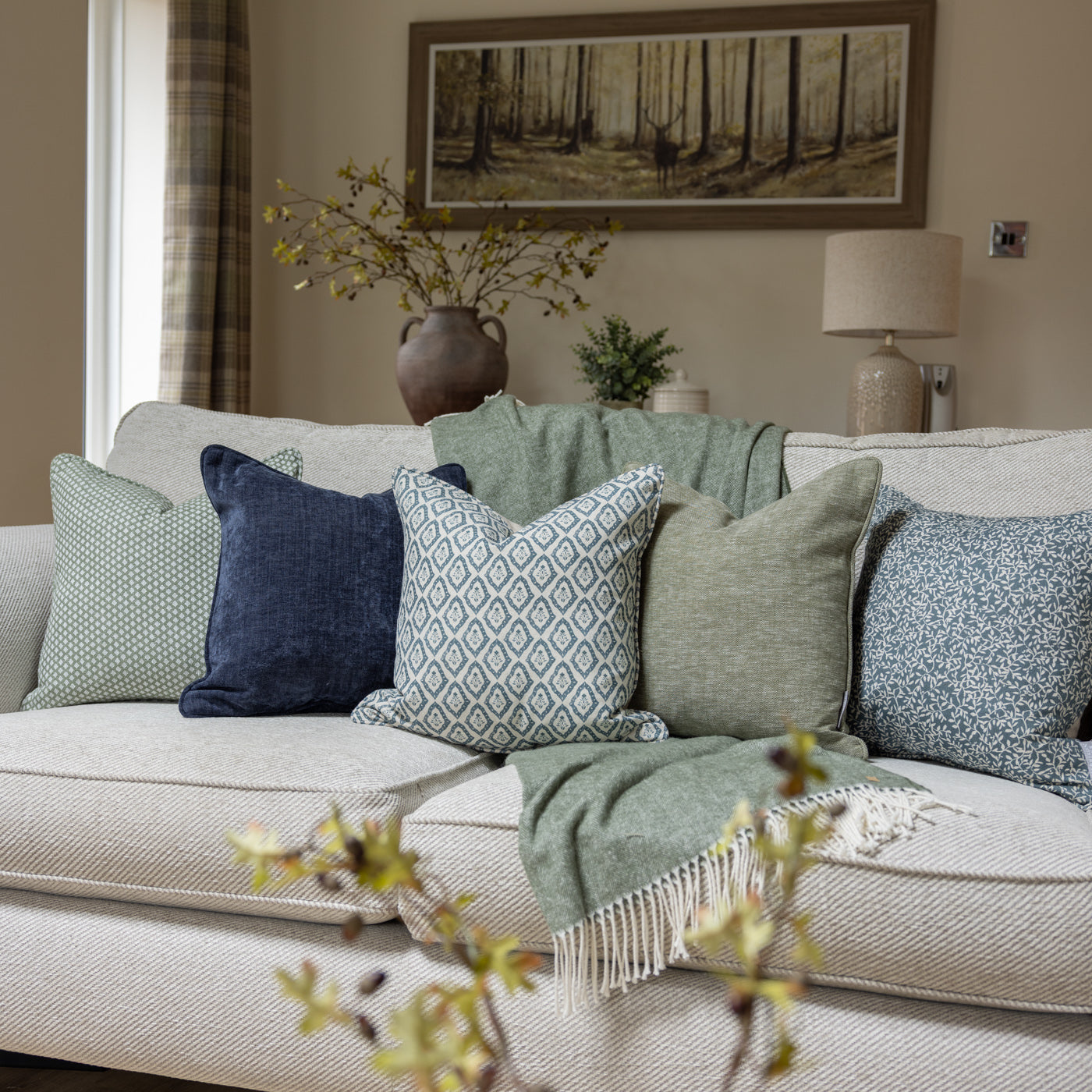 Beckford Navy & Green Cushion Set