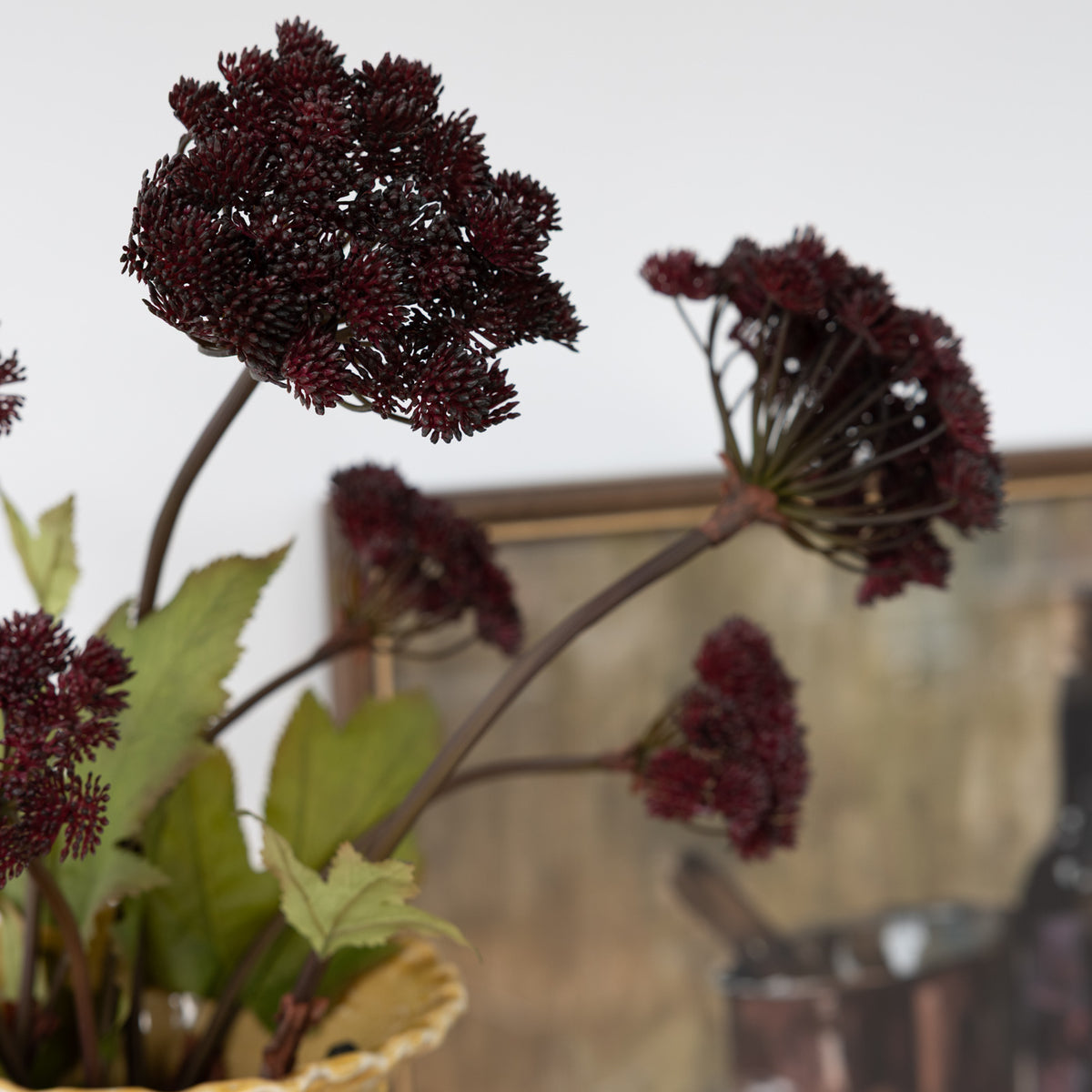 Faux Burgundy Angelica Seed Head Stem