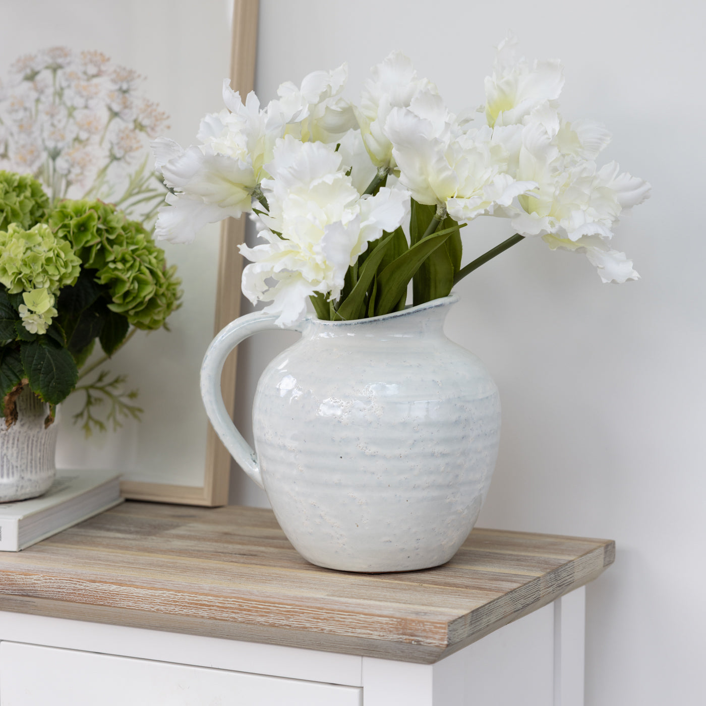 Glazed White Ceramic Jug