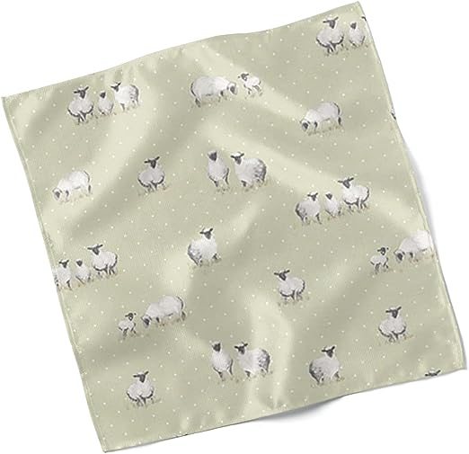 Set of 4 Sheep Sage Design Fabric Napkins