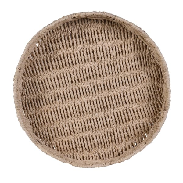 Set of Two Natural Scalloped Woven Trays