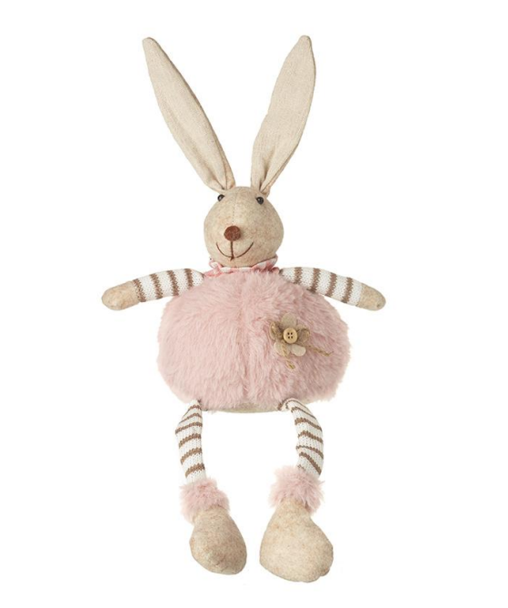 Sitting Round Pink Fluffy Rabbit