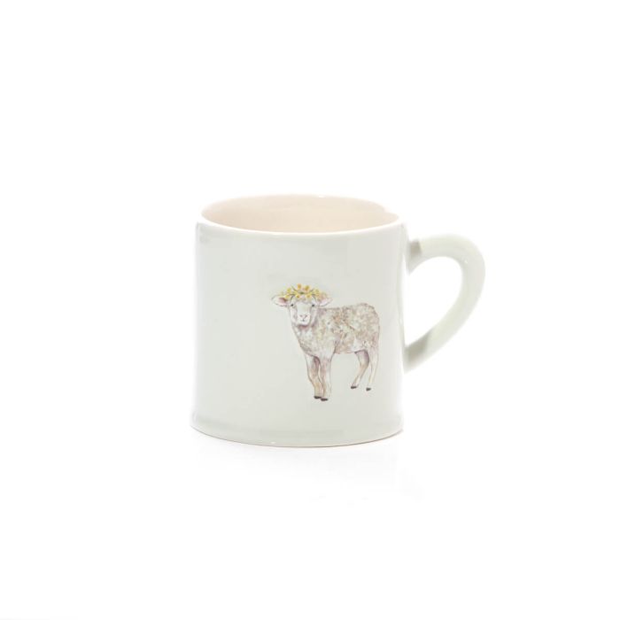 Sheep With Flower Crown Embossed Stoneware Mug