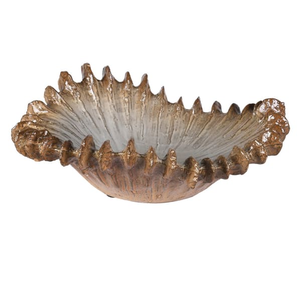 Aged Brown Shell Ceramic Decorative Bowl