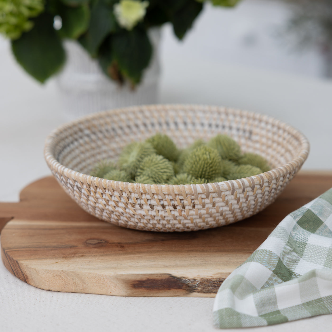 Small White Rattan Bowl