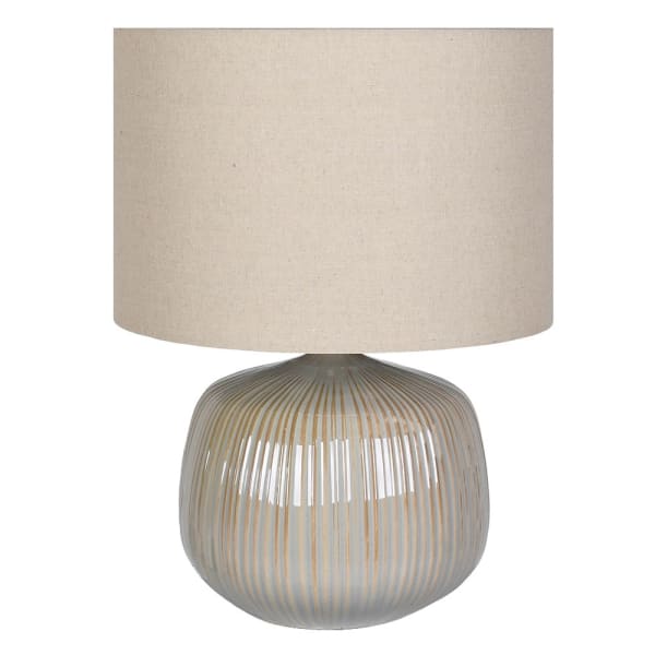 Neutral Ribbed Ceramic Table Lamp