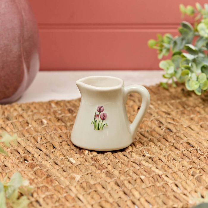 Tulips Embossed Stoneware Milk Jug