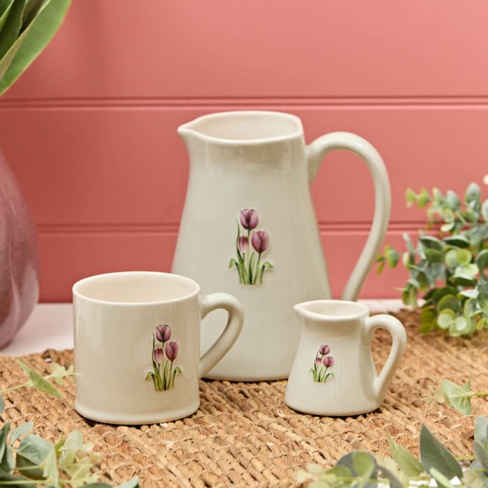 Tulips Embossed Stoneware Milk Jug