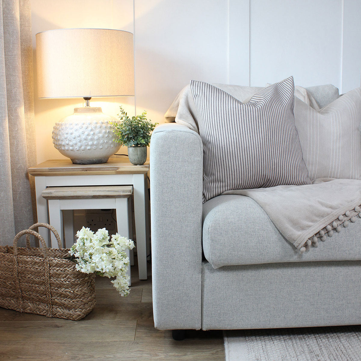 Venice Charcoal Textured Stripe Rectangle Cushion