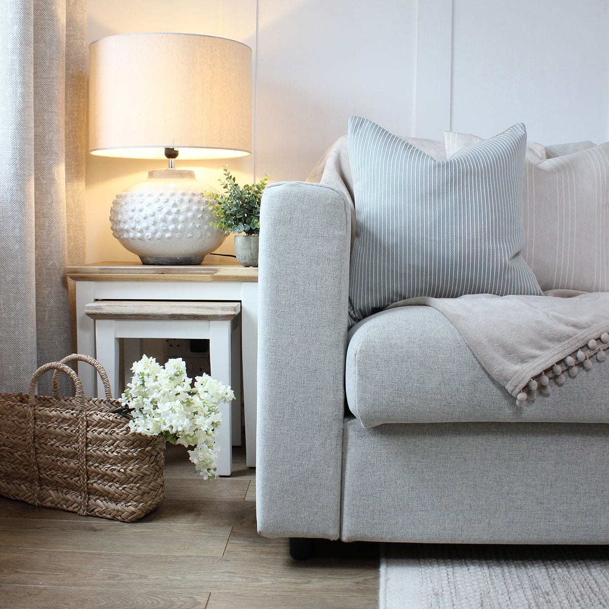 Venice Seafoam Textured Stripe Rectangle Cushion