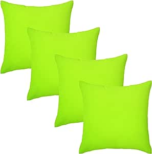 Set of 4 Premium Lime Garden Square Water Resistant Cushions