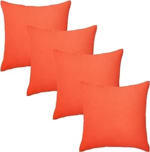 Set of 4 Premium Orange Garden Square Water Resistant Cushions
