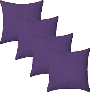 Set of 4 Premium Purple Garden Square Water Resistant Cushions