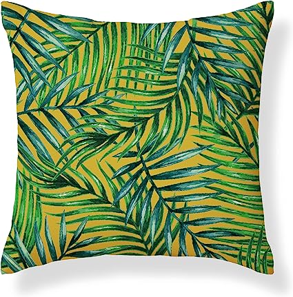 Set of 2 Palm Leaf Garden Square Water Resistant Cushions