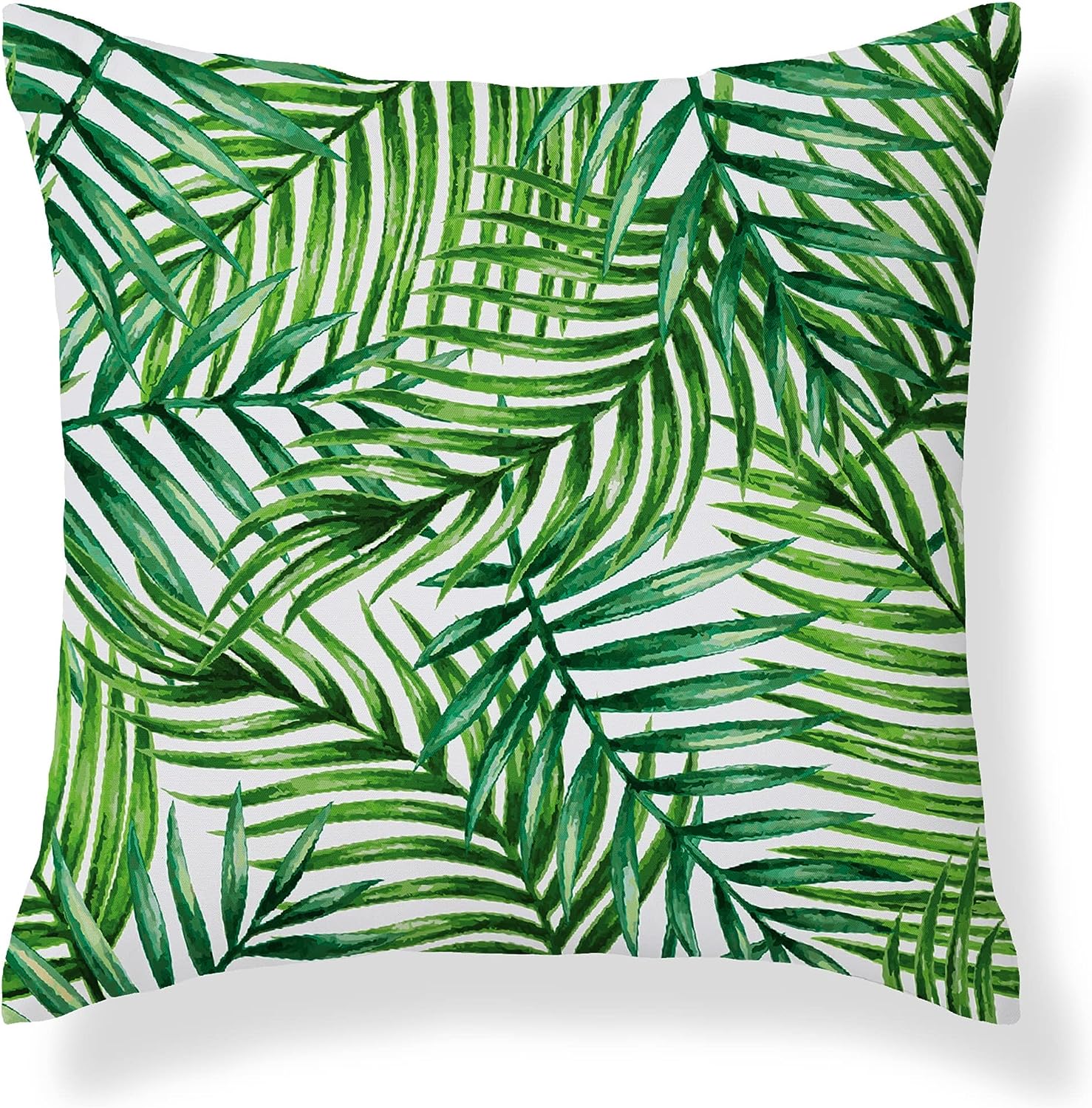 Set of 2 Palm Leaf Garden White Square Water Resistant Cushions