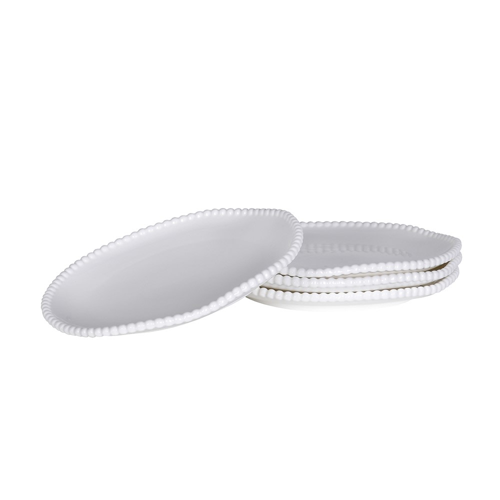 White Beaded Edge Salad Plates | Set of 4
