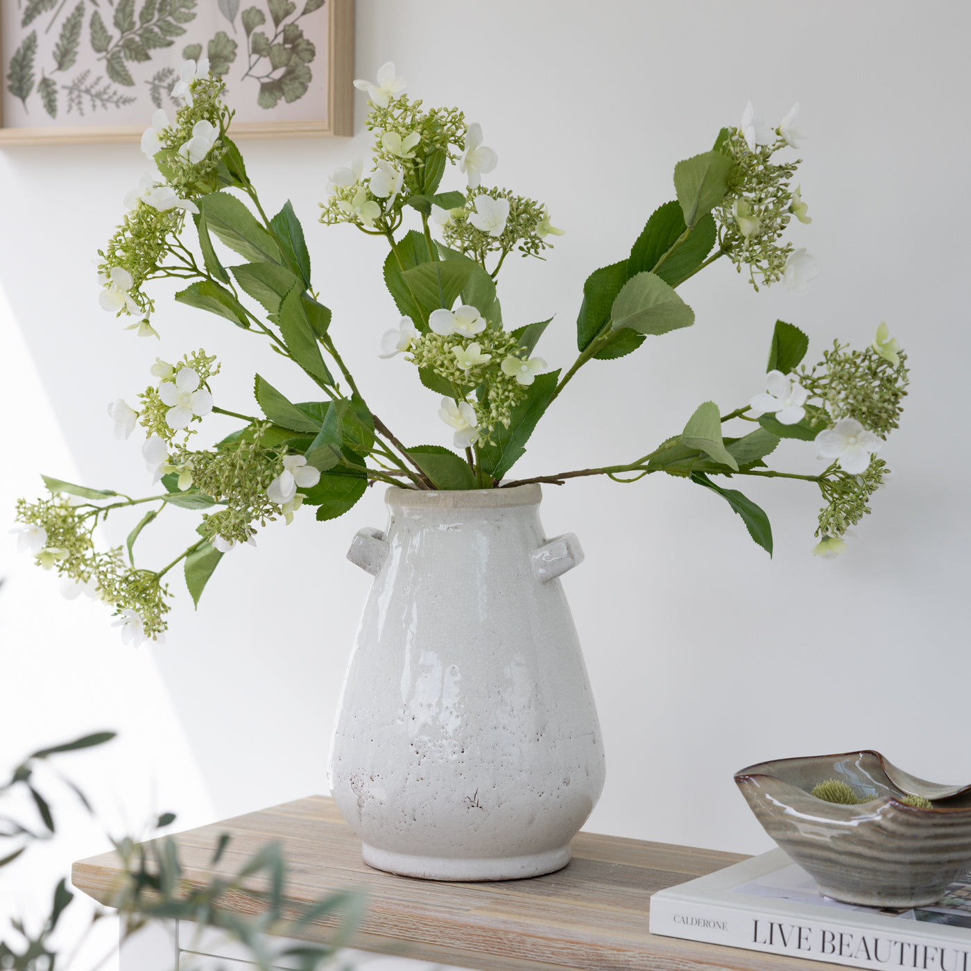 Faux Cream Viburnum Spray