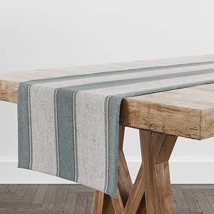 Willow Wide Stripe Table Runner (Duckegg)