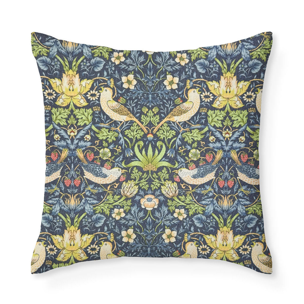 William Morris Strawberry Thief Navy Floral Garden Water Resistant Square Cushion