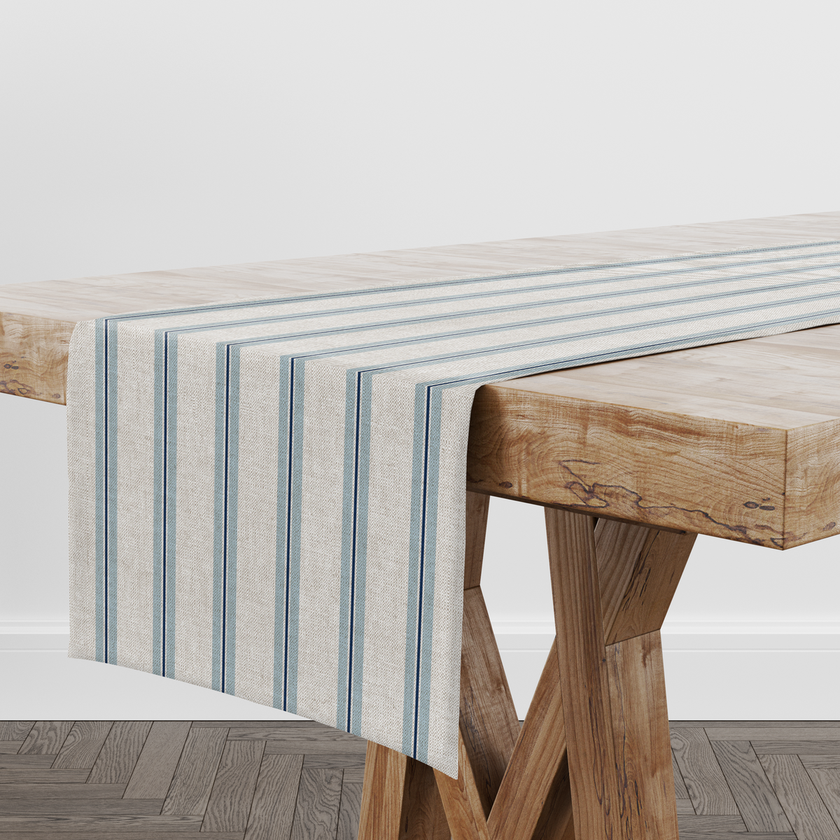 Winterfell Ticking Stripe Table Runner (Skylight)