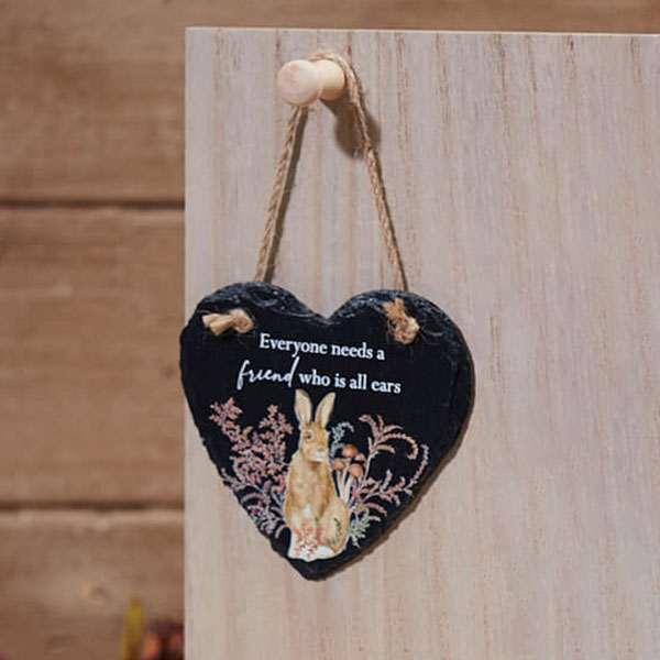 Woodland Animal Heart Slate Hanger