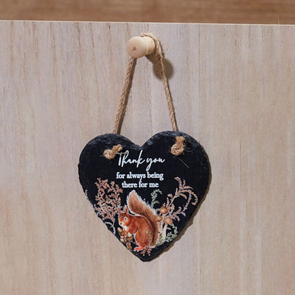 Woodland Animal Heart Slate Hanger