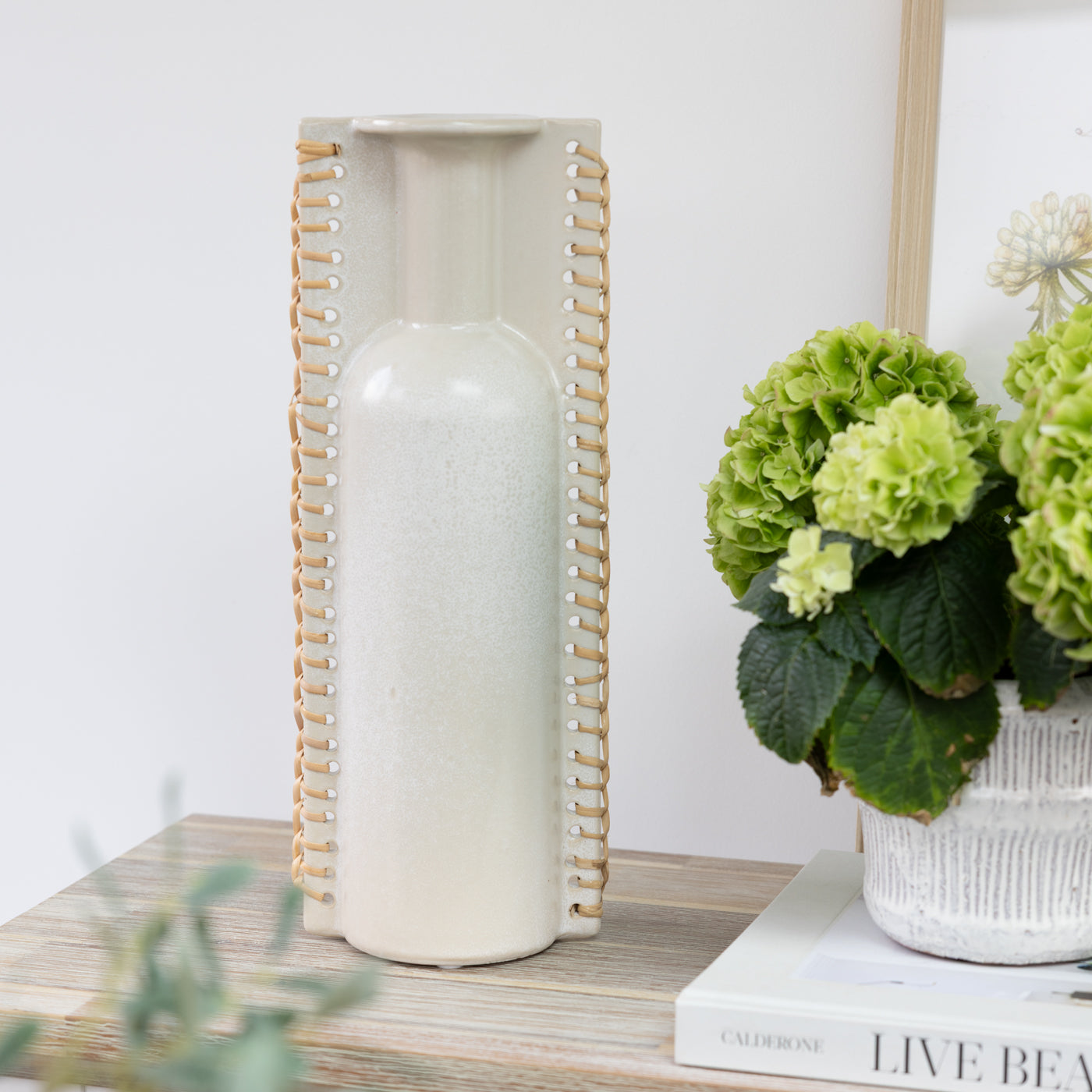 White Woven Side Vase