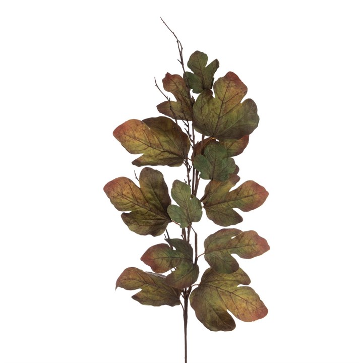 Faux Green and Brown Fig Leaf Spray