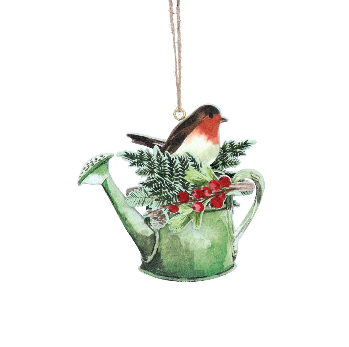 Wood Robin in Pot/Watering Can Decoration