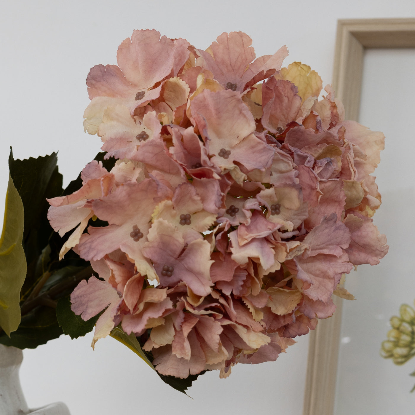 Faux Antique Pink Hydrangea Stem
