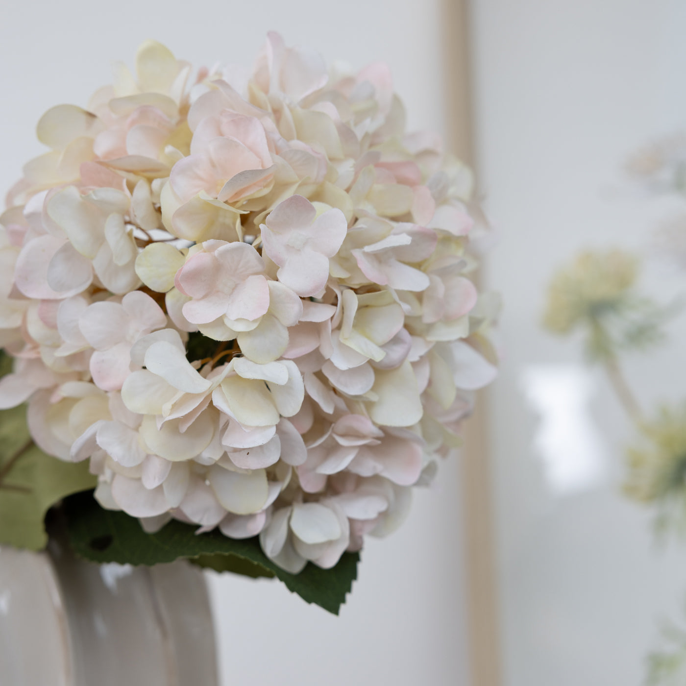 Faux Autumn White Hydrangea Stem