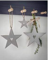 Large Grey Hanging Star with Heart Detail
