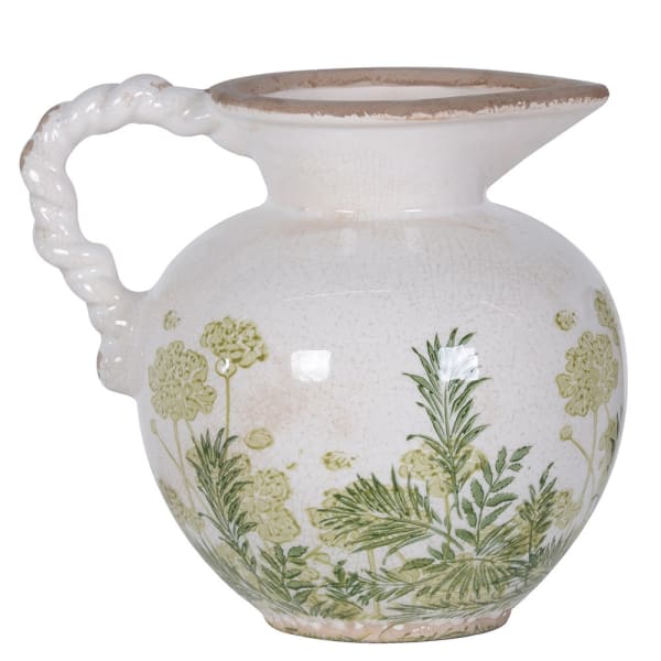 Green Botanical Ceramic Jug