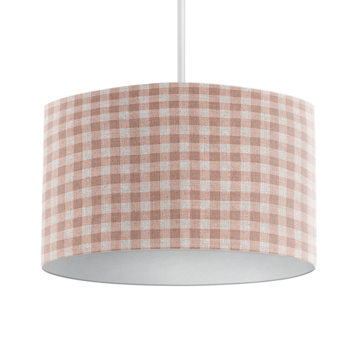 Hillcrest Blush Pink Gingham Drum Lampshade