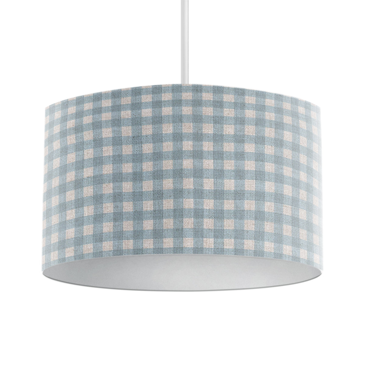 Hillcrest Sky Blue Gingham Drum Lampshade