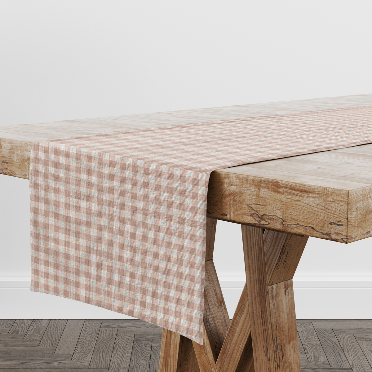 Hillcrest Gingham Fabric Table Runner (Blush)