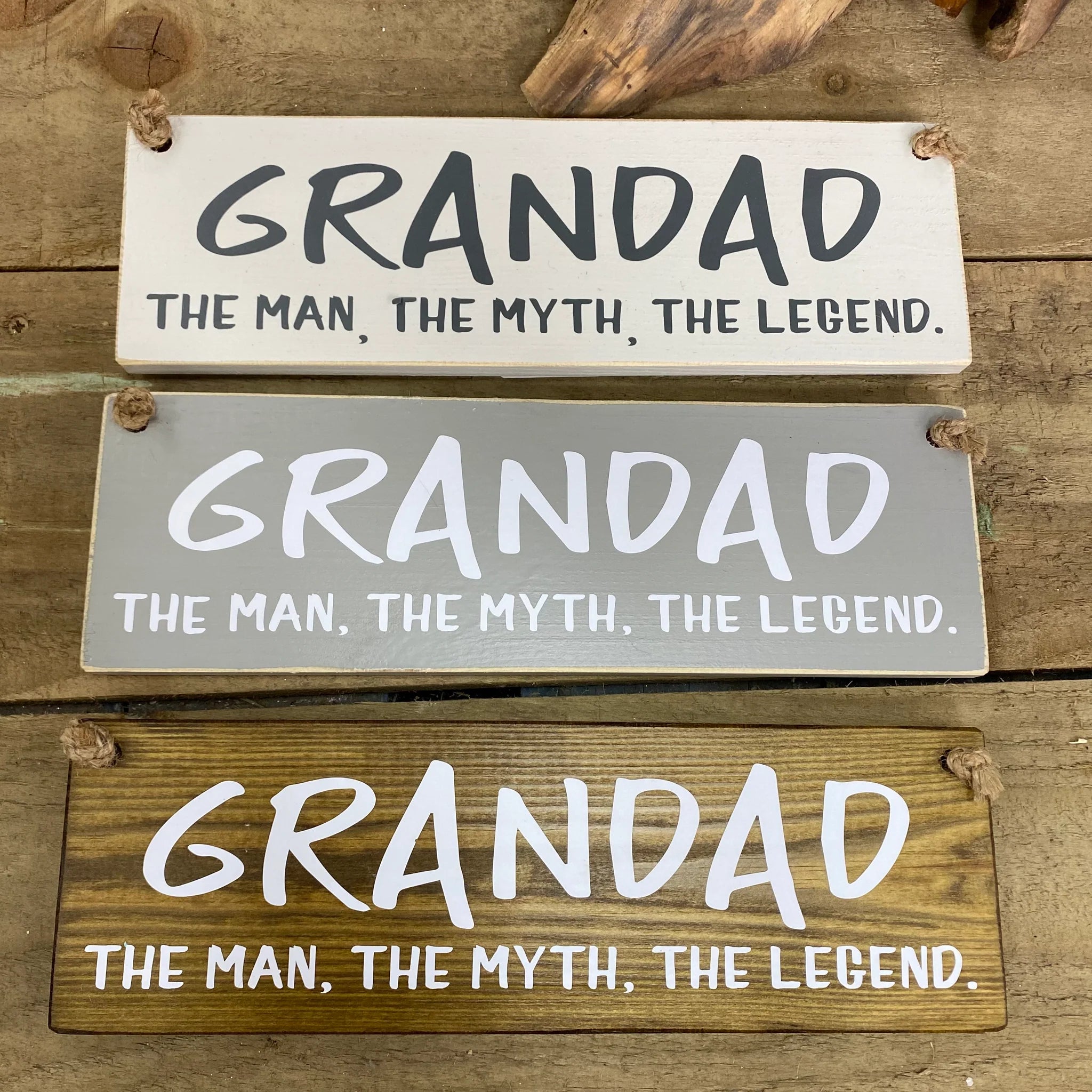 Wooden Hanging Sign - "Grandad - the man, the myth, the legend."