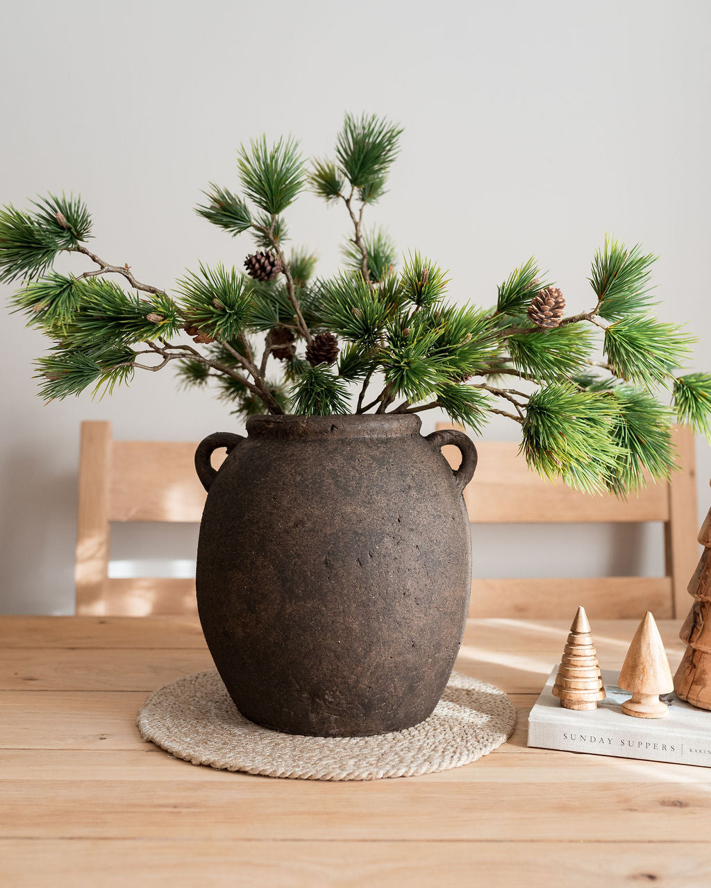 Brown Rustic Earthenware Handle Vase