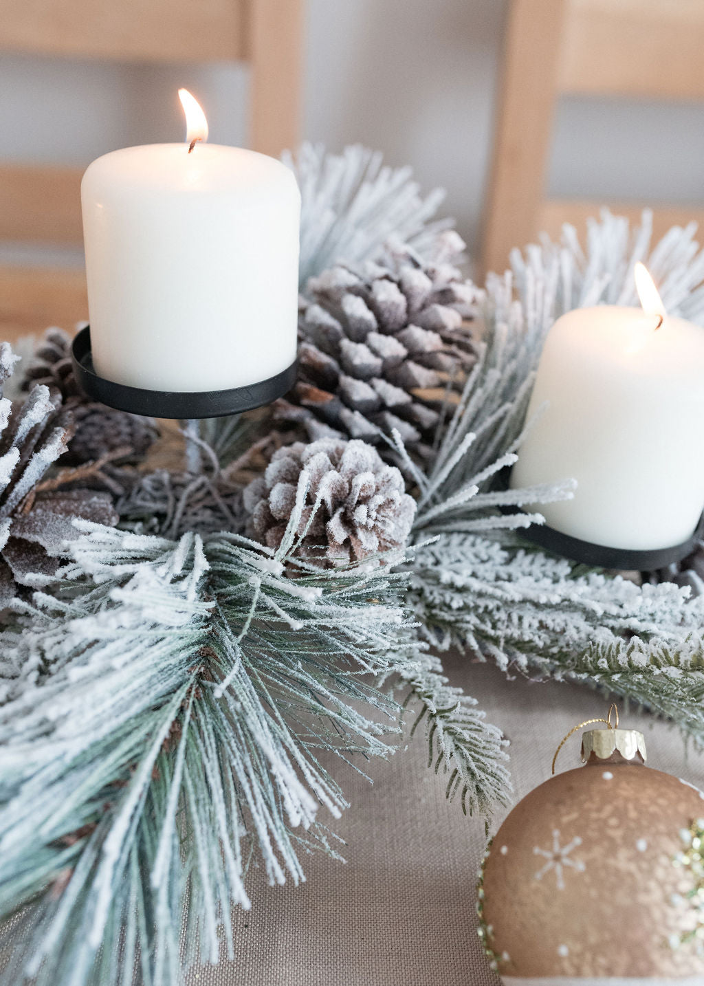 Snowy Pine Triple Candle Stand