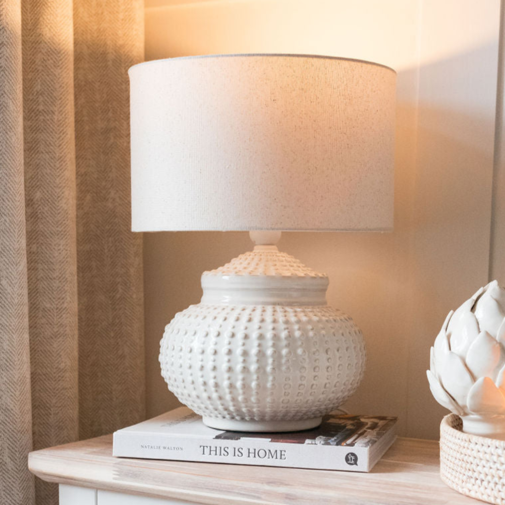Cream Dimple Lamp with Shade