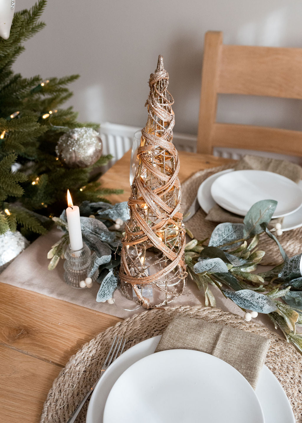 Small Rattan Cone Tree With Lights