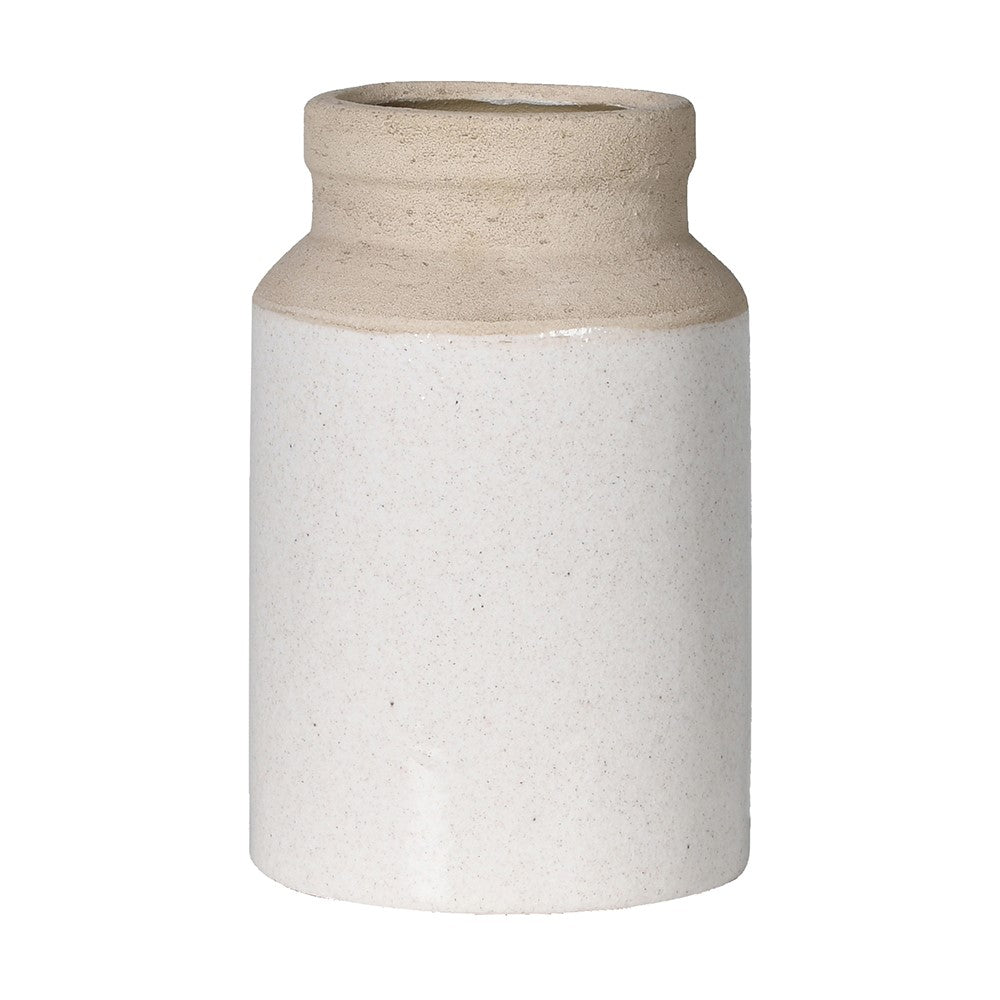 Neutral Cream Beige Two Tone Jar Vase