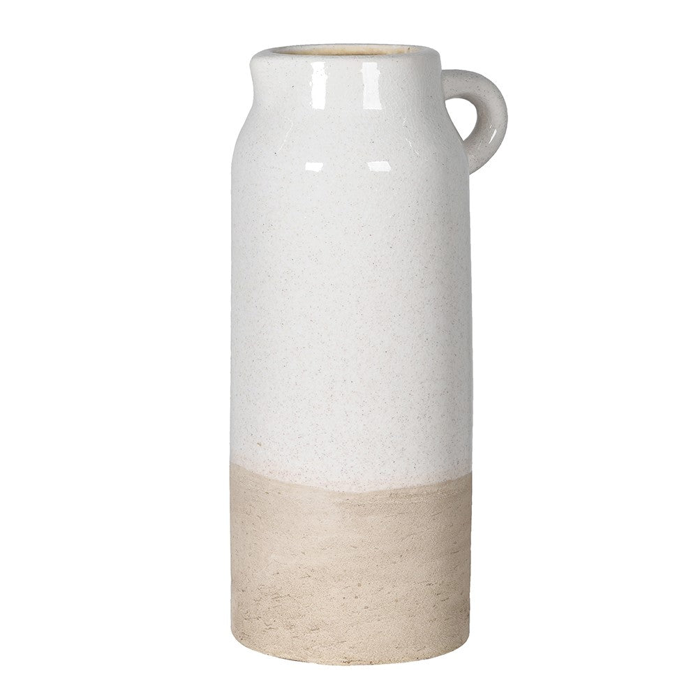 Neutral Cream Beige Two Tone Jug Vase