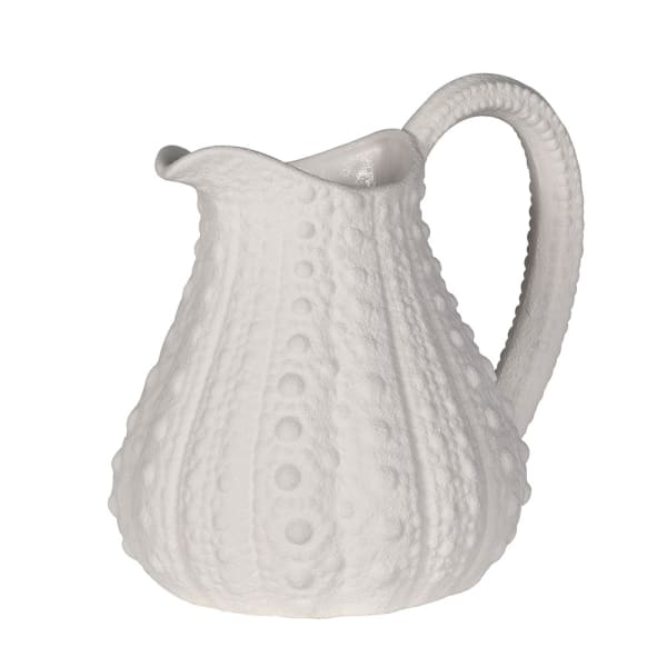 Matte White Textured Ceramic Jug