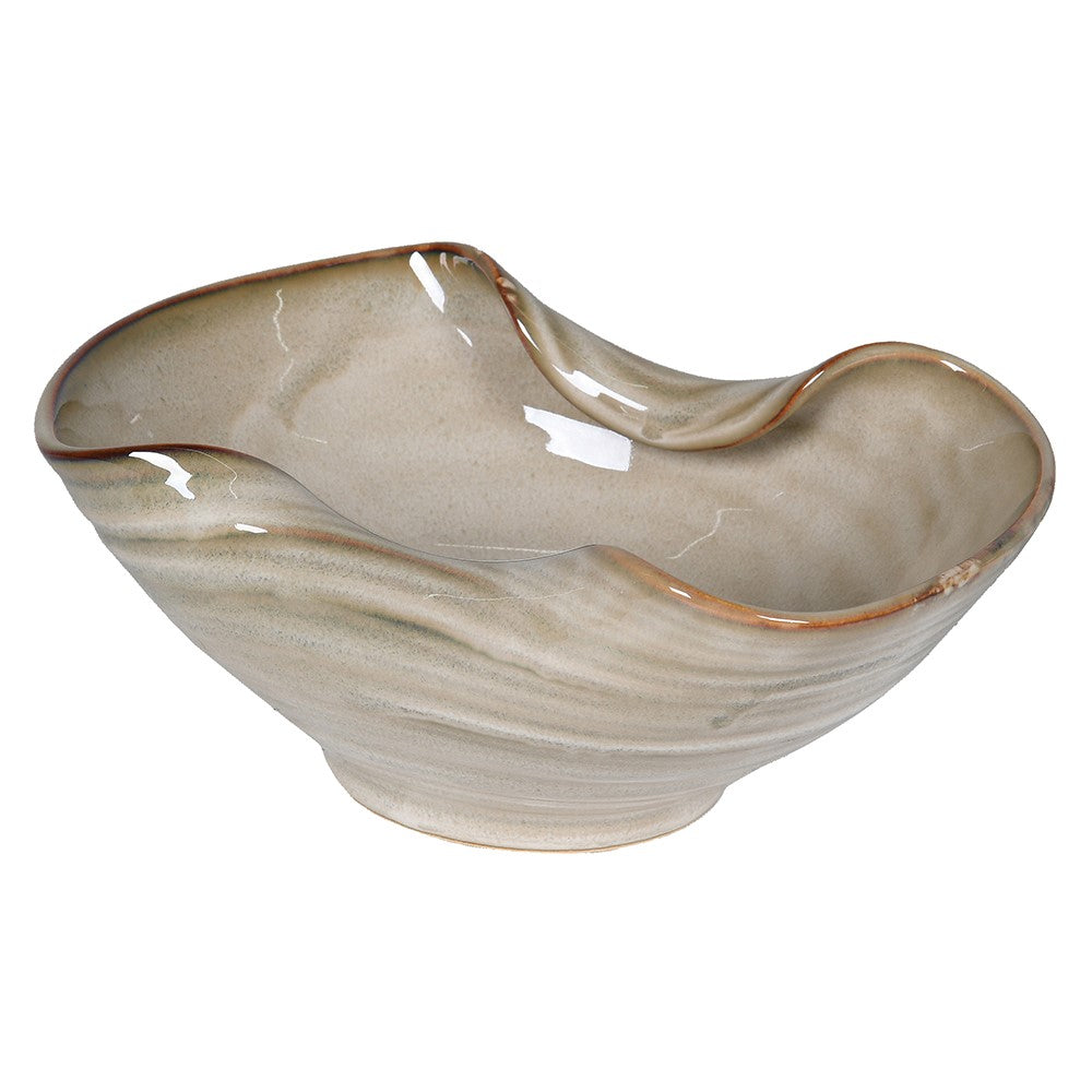 Beige Curled Edge Decorative Bowl
