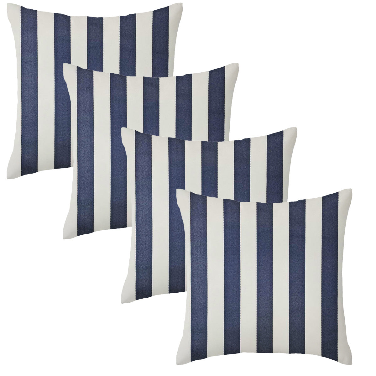 Set of 4 Navy Stripe Garden Square Water Resistant Cushions