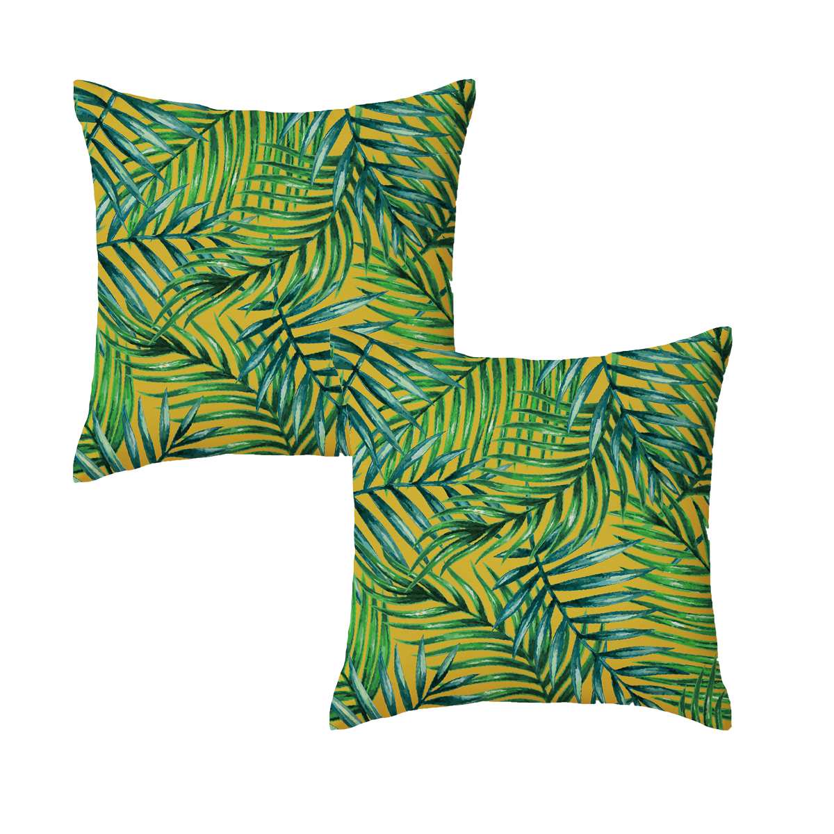 Set of 2 Palm Leaf Garden Square Water Resistant Cushions